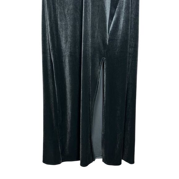 NWT Banana Republic Velvet Midi Slit Halter Dress in Orca Gray Size Large - Picture 7 of 10